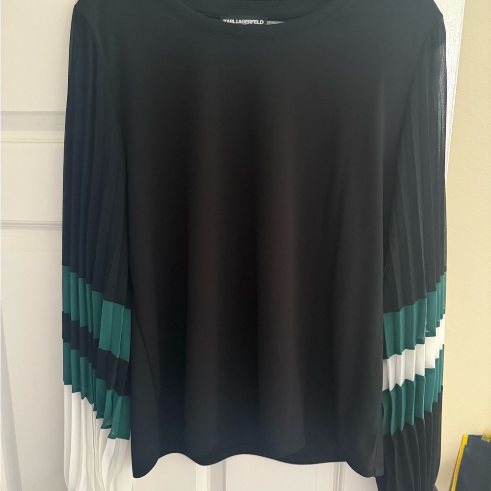New! Karl Lagerfeld Classic Black Blouse